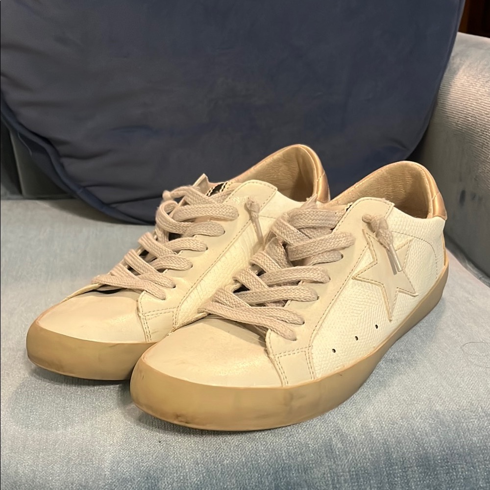ShuShop White and Tan Sneakers